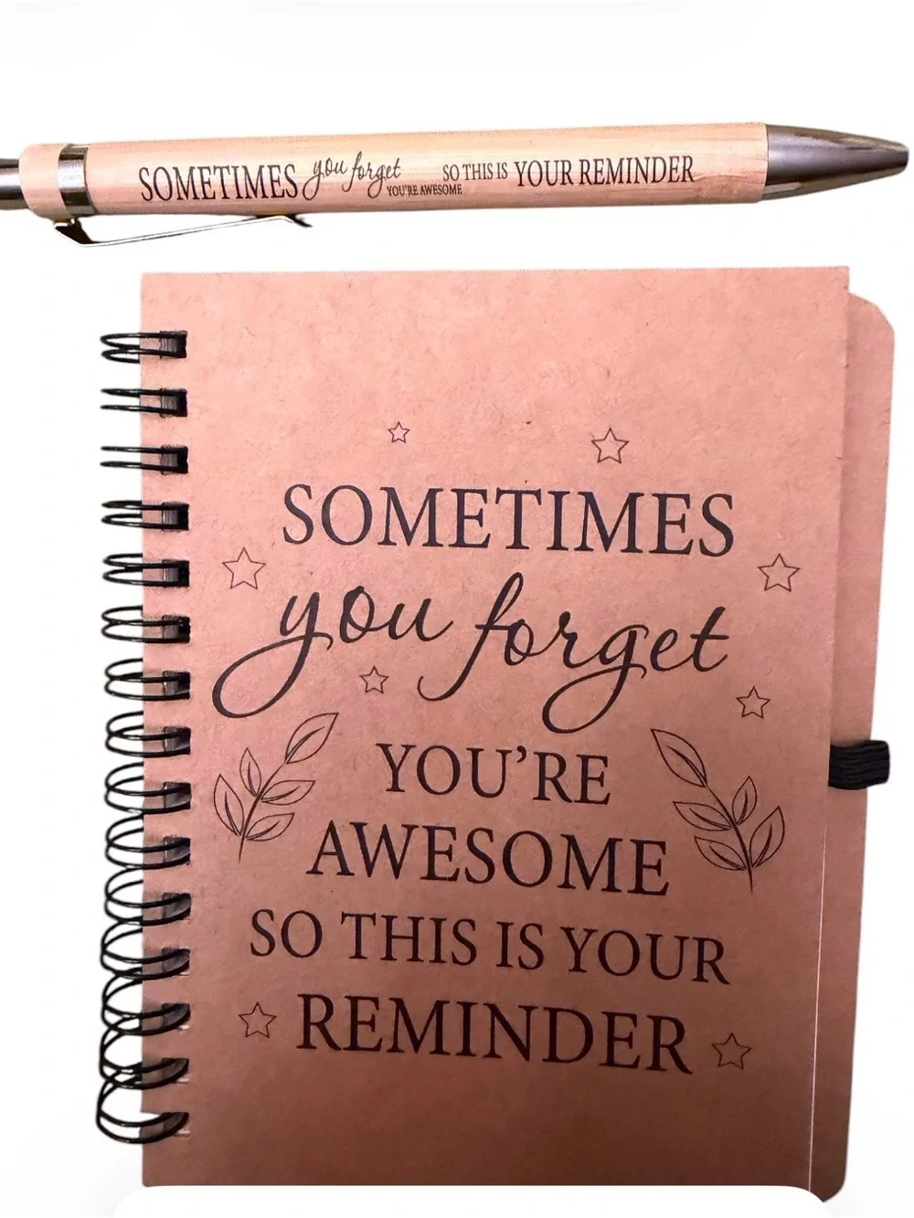 Sometimes You Forget You're Awesome Spiral Notebook with Pen - Blush Pink